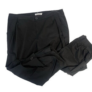 Dzhavael Couture Pants Women's Size Large Black Capri Midi Puffy Button Detail